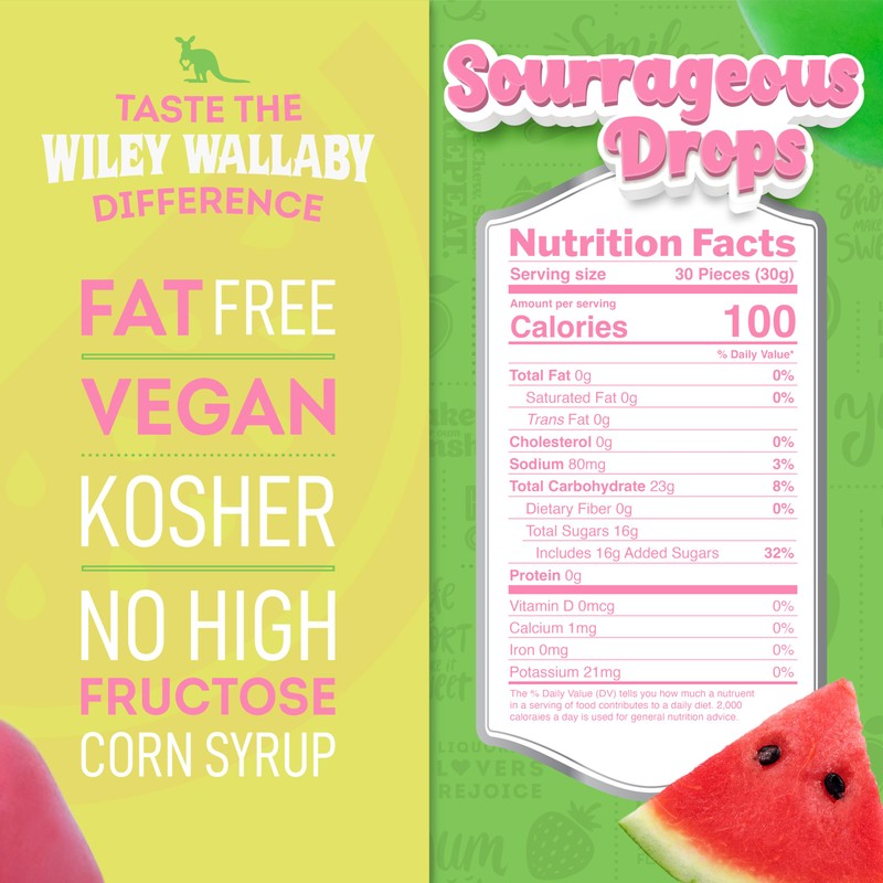 Wiley Wallaby Licorice Candy Drops | Sourrageous and Fruitrageous Drops