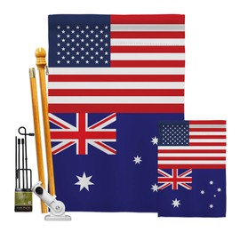 World Cup Australia US Friendship Flag Banner Wall Art Flag Poles for Outside House Stand Outdoor Decorations Garden Tapestry Yard Signs FIFA Gifts Sports Fan Trophy Soccer Game Football Made in USA