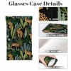 Beabes Leopard Glasses Case Wild Tigers Leopard Palm Leaf PU