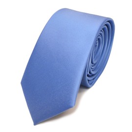 TigerTie Slim Satin Tie in Solid Colour in Various Colours - Blue Light Blue Baby Blue