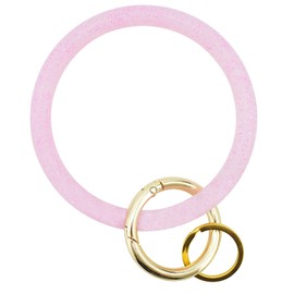 ETHOON Wristlet Keychain Circle Silicone Bangle Keyring Oversized Bracelet Key Ring Holder for Women, Glittery Pink