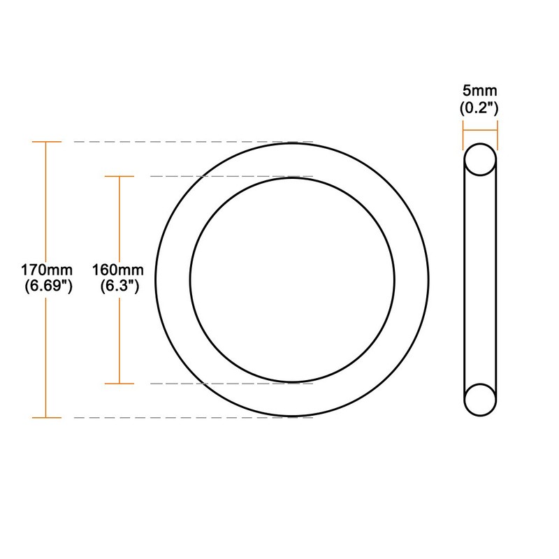 sourcing map O-Rings Seal 160mm x 170mm x 5mm Metric