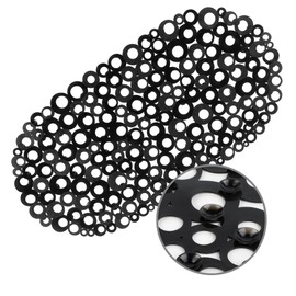 WELTRXE Oval Bathtub Mat Non Slip, Black Bubbles Bath Mats for Tub, Shower Mat with Drain Holes, Suction Cups, Machine Washable Bath Tub Mat, BPA, Latex, Phthalate Free for Bathroom, 27 x 14 Inch