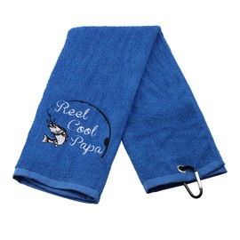 Fishing Towel Fisherman Gift Reel Cool Dad Papa Embroidered Towel with Clip (Reel Cool Papa) (Reel Cool Papa)