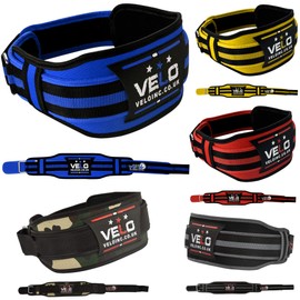 VELO Weight Lifting Belt 4" Inch Neoprene Lower Back Support Power Lifting Lumbar Belt (Blue, L)