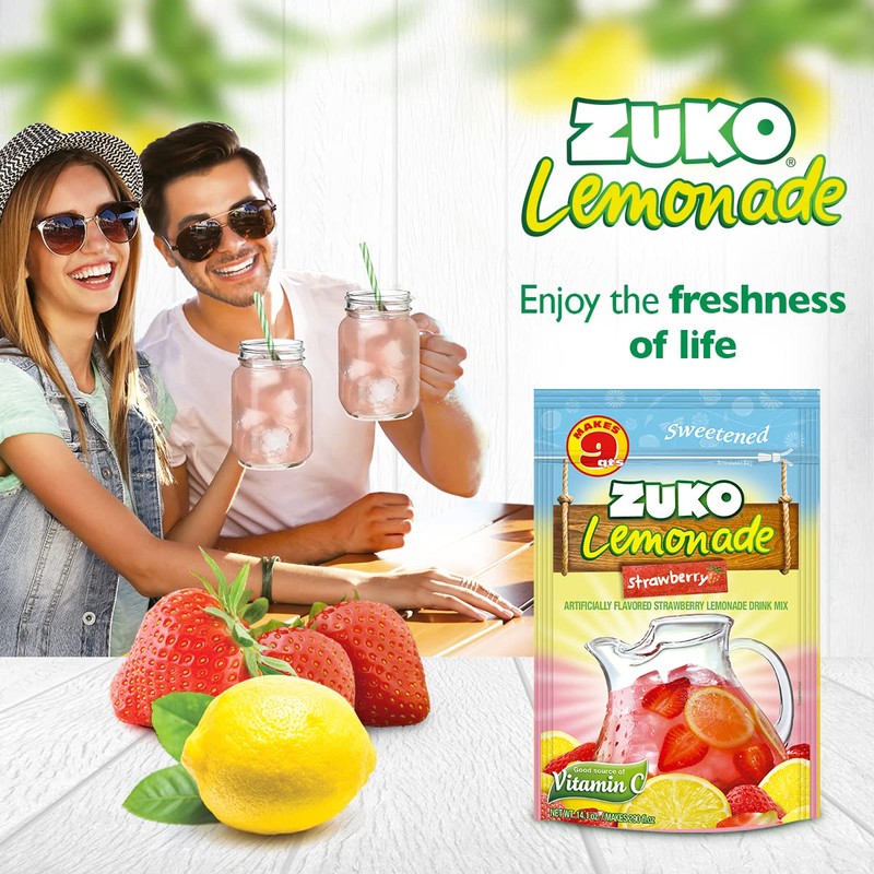 Zuko Strawberry Lemonade Instant Powder Drink | Family Pack |