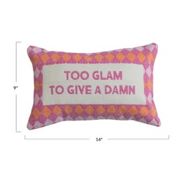 Creative Co-Op, Pink, Orange Cotton Velvet Embroidered Lumbar Pillow with Geometric Pattern, Natural