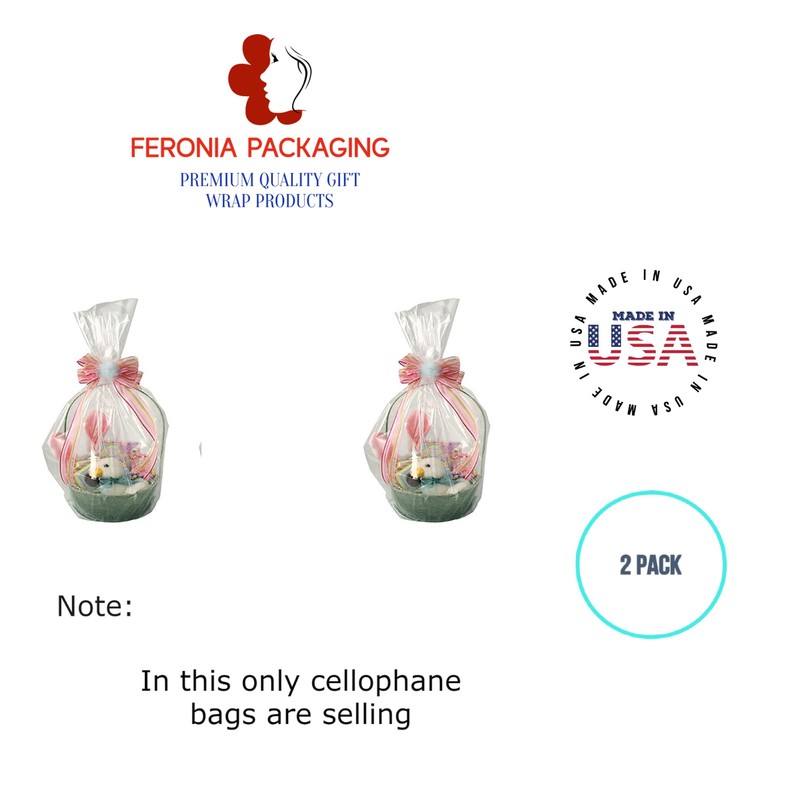 Feronia Packaging Gift Wrap Round Bottom Cellophane Bags 2 Pack