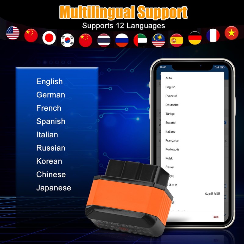 WODHMIEY OBD2 Bluetooth Diagnostic Tool, Car Engine Fault Code Reader