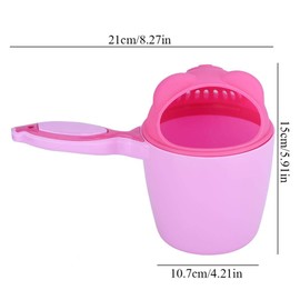 Shampoo Cup Baby Shampoo Cup Cute Children Washing Hair Bathing Flusher Cup Protection Eye Wash Cup for Toddlers (Pink)