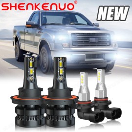SHENKENUO Para For Ford F 150 2005-2014 LED Faros delanteros Hi/Lo+Kit de luces antiniebla