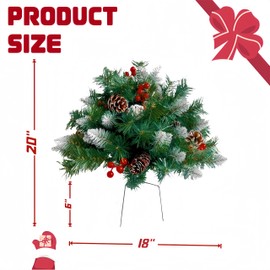 2 Pack Christmas Tree Urn Filler, Outdoor Solar Christmas Tree with Lights, Christmas Lighted Planter Bushes for Porch, Pathway, Yard, Outdoor Holiday Decorations