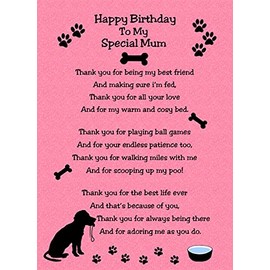 from The Dog Verse Poem Birthday Card (Pink, Special Mum)