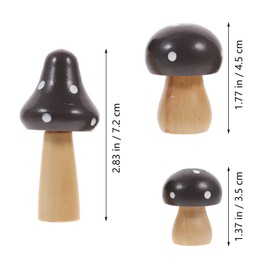 Healifty 3pcs Mini Miniature Mushroom Figurines Wooden Mini Toadstools Fairy Garden Accessories Micro Landscape Dollhouse Decorations
