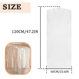 CEEYSEE 20 PCS Plastic Clothes Covers 60x120cm Clear Garment Bags Garment Dust Shield Hanging Clothes Dust Proof Bags for Clothes Storage Dry Cleaning (60 * 120cm/FCZ)