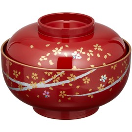 Mitani M17043-6 Yamanaka Lacquerware Soup Bowl, Vermilion, 5.2 inches (13.3 cm), Yamanaka Lacquerware, Haruka Four Seasons, Zoboi Bowl
