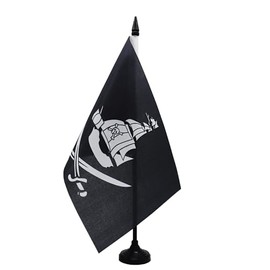AZ FLAG - Pirate Ship Table Flag 21 x 14 cm - Small Office Flag 100% Polyester with 25 cm Flag Pole and Black Plastic Base