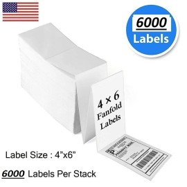 UPS certified 6000 Fanfold Direct Thermal Shipping Labels 4x6 Perforated  for Zebra & Rollo