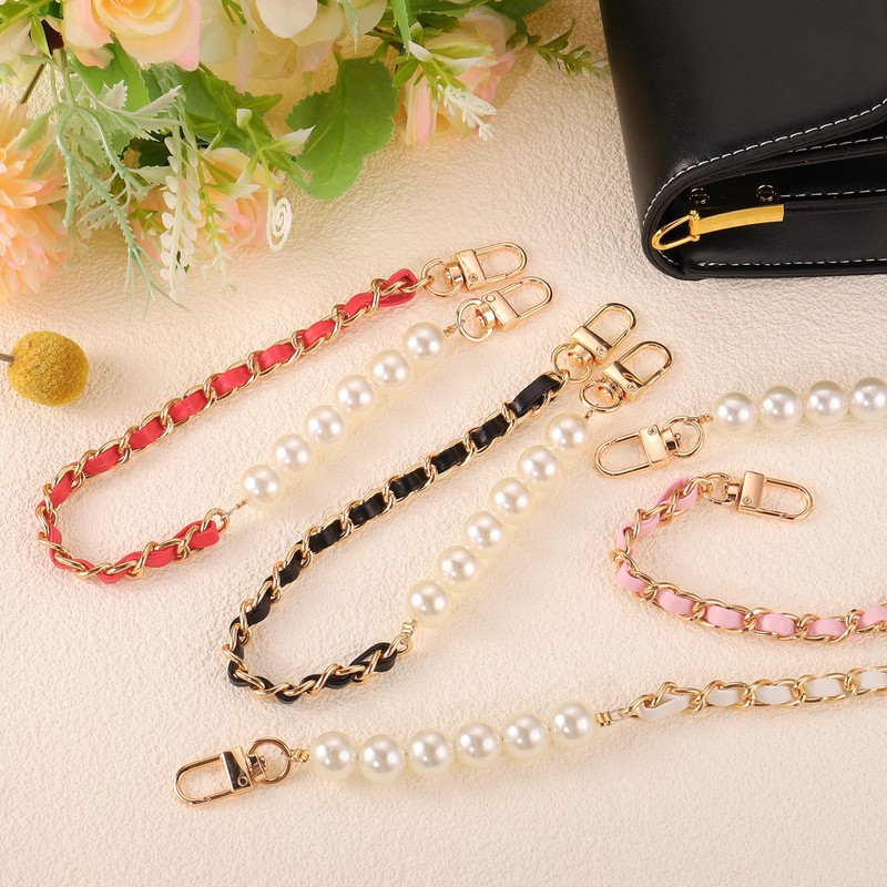 sourcing map Leather Wristlet Strap, 350mm/14-inch Imitation Pearl Short Handle