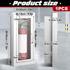 Zonon Semi Recessed Fire Extinguisher Cabinet White Industrial Architectural Wall Cabinet, Door with Handle Version for 10 Pound Dry Chemical Fire Extinguisher