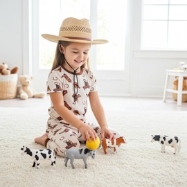 PATPAT Kids 3-Piece Pajama Set with Bamboo Viscose - Soft Snug Fit Pjs for Toddler Boys and Girls,All-Season Comfort Sleepwear, Brown Cowgirl Paisley, Size 3T