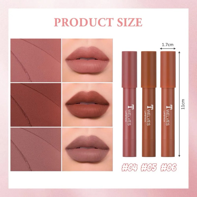 3 Piezas Pintalabios Mate Larga Duracion Labial Nude Cremoso