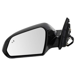 TRQ Left Mirror without Memory with Housing Turn Signal without Spotter Mirror with Black Cover Drivers Side Compatible with 2015-2017 Hyundai Sonata HY1320228