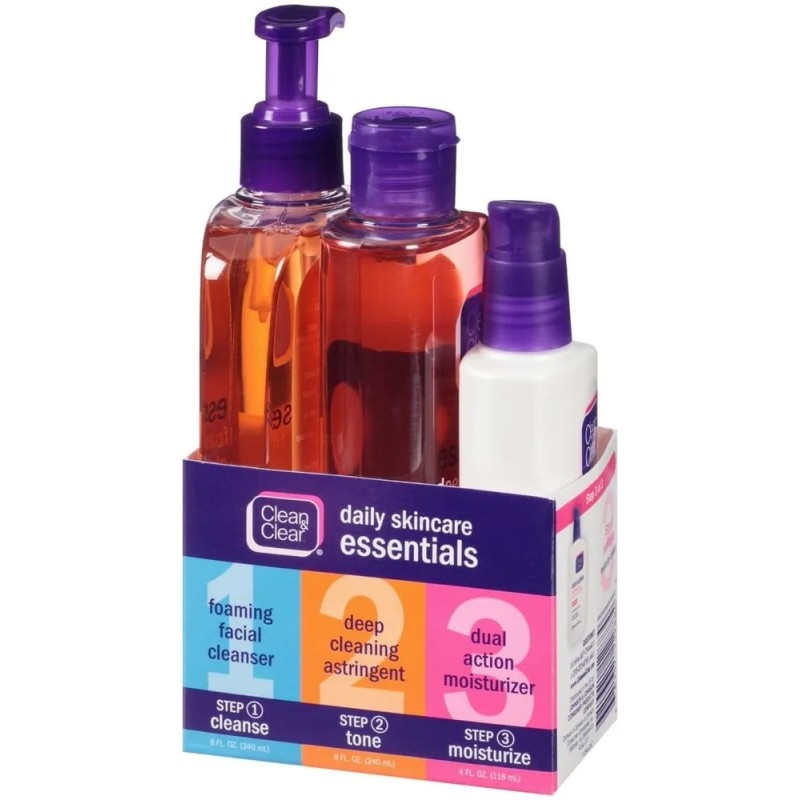 Clean Clear Skincare Essentials Skincare Kit, 3 Artículos