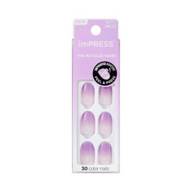 KISS ImPRESS - Chiodi pressati "Take A Chance", forma ovale corta, brevettata, adesivo per unghie, senza scheggiature, senza sbavature, 30 unghie finte, autoadesive