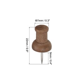 PATIKIL Wooden Push Pins, 100 Pack Thumb Tacks Decorative Wood Pushpin Clips for Map Picture Hanging Office Supplies, Brown