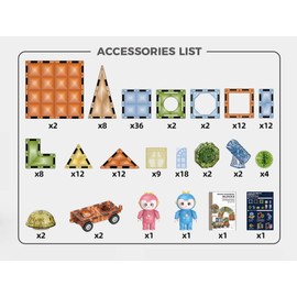 Deluxe Quality Magnetic Tiles Building Set with Attractive Reflective Pattern, LED Lights, Marble Run, and Cars - STEM Educational Toy for Creative Kids Girls Boys 3+ (147 pcs Big Castle with 2 Cars)