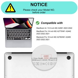 WYGCH Russian Language Keyboard Cover Skin for MacBook 2026 Neo 13"(A18)& Air13.6 15"(M5-M2) & Pro14 16"(M5-M1) A3404 A3448 A3449 with Touch ID - Silicone European Version