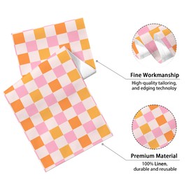 Retro Hippie Table Runner 13x71 Inch Geometric Checkered Yellow Orange Pink 60s 70s Vintage Groovy Docor Dinner Runner for Living Room Kitchen Party Holiday (13x71 Inch, Retro Orange Pink Checkered)