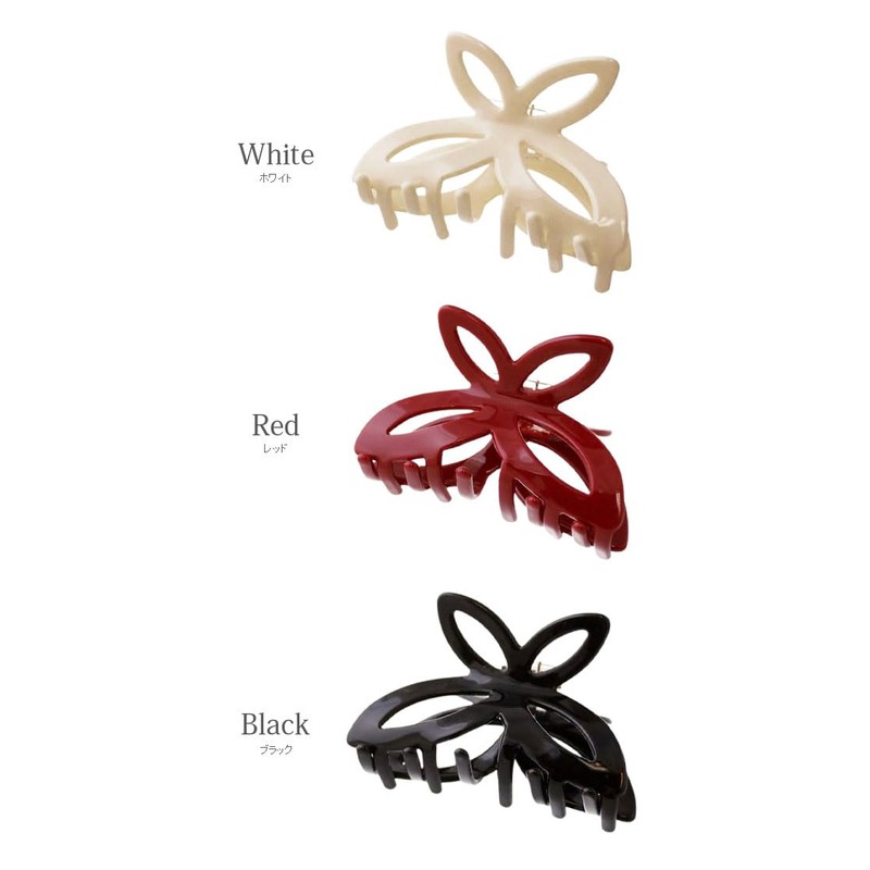 Vingtaine H7826-WH- Hair Claw Flower, Hollow Out, Simple, Hair Clip,