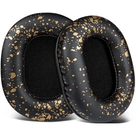 SOULWIT Earpads Replacement for Audio Technica ATH M50X M50XBT M50xSTS M50RD M40X M30X M20X MSR7 SX1 Monitor Headphones, Ear Pads Cushions with Softer Protein Leather, High-Density Foam - Black Gold