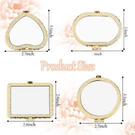Blulu 8 Pieces Compact Mirror Bulk for Purse Flower Small Floral Retro Folding Portable Pocket Mirror for Women Girls Travel Gift(Gold Edge)