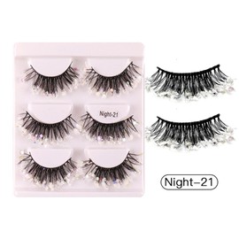 perfk 3 Pairs Luminous False Eyelashes with Sequins, Glitter Eyelashes, Wispy Dramatic Decorative Funny Eyelashes for Makeup Cosplay Costume Clear