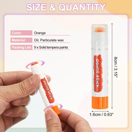 PATIKIL 9 Pcs Solid Tempera Paint, Washable Fast Drying Paint Stick Artist Beginner Art Supplies Orange