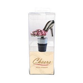 Cheers High Heel Shoe Metal Wine Stopper - Elegant Vacuum Seal Reusable Cute Lady's Shoe Wine Bottle Stopper, Airtight Leak Proof Bottle Topper Cork Plug, Cute Home Decor & Bar Tool Accessory Gift