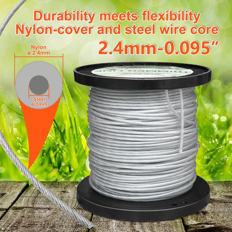 Akuoly Heavy Duty Steel-Core Trimmer Line– 0.095" 196ft Durable Trimmer