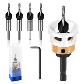 Countersink Drill Bit Set, Countersink with Depth Stop, Countersink Wood Drill with 1/4 Inch Hex Shank, Countersink Drill Wood, Countersink Made of HSS-M2, Countersink Drill Bit for Wood Processing