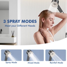 Filtered Shower Head with Handheld,High Pressure Shower Heads 3 Spray Modes Turbo with ON/OFF Switch,Water Filter Shower Head with Stainless Hose for Hard Water RV Home Camper Travel Trailer