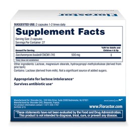 Florastor Daily Probiotic Supplement for Women and Men, Proven to Support Digestive Health, Saccharomyces Boulardii CNCM I-745 (54 Capsules), Pack of 3
