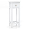 SILKYDRY Narrow Side Table, Tall Nightstand with Drawer and Shelf,