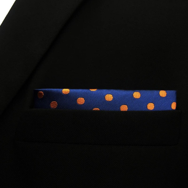 SHLAX&WING Large Silk Pocket Square Blue Dots Dotty Mens Hankies