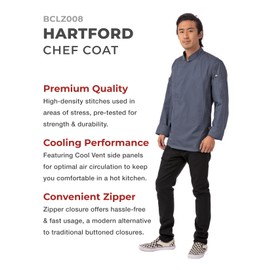 Chef Works Men's Bclz008blum Chef s Jacket, Blue, M UK