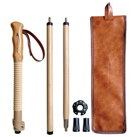 FOREST PILOT Trekking Pole- 1-pc Pack - Adjustable Hiking or Walking Stick –Strong, Natural Beech Wood - Quick Adjust Flip-Lock - Beech Wood Grip, Leather Strap (Brown)