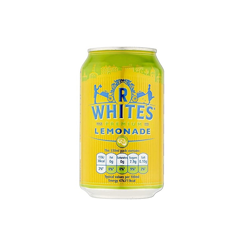 R White, Bev Lemonade Fizzy, 330-ML (24 Pack)