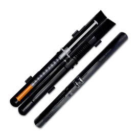 GMS 100 Unit Syringe Case - Holds New, Used & Prefilled Syringes with Needles, Small & Discreet, Ideal for Travel - 2-Pack - Black