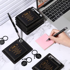Resurhang 12 Pack Employee Appreciation Gifts Bulk Inspirational Gifts Team Gift Bag PU Leather Notepad Holder with Pen Holder Team Keychain Ballpoint Pen Bulk Christmas Gift for Colleagues Employees